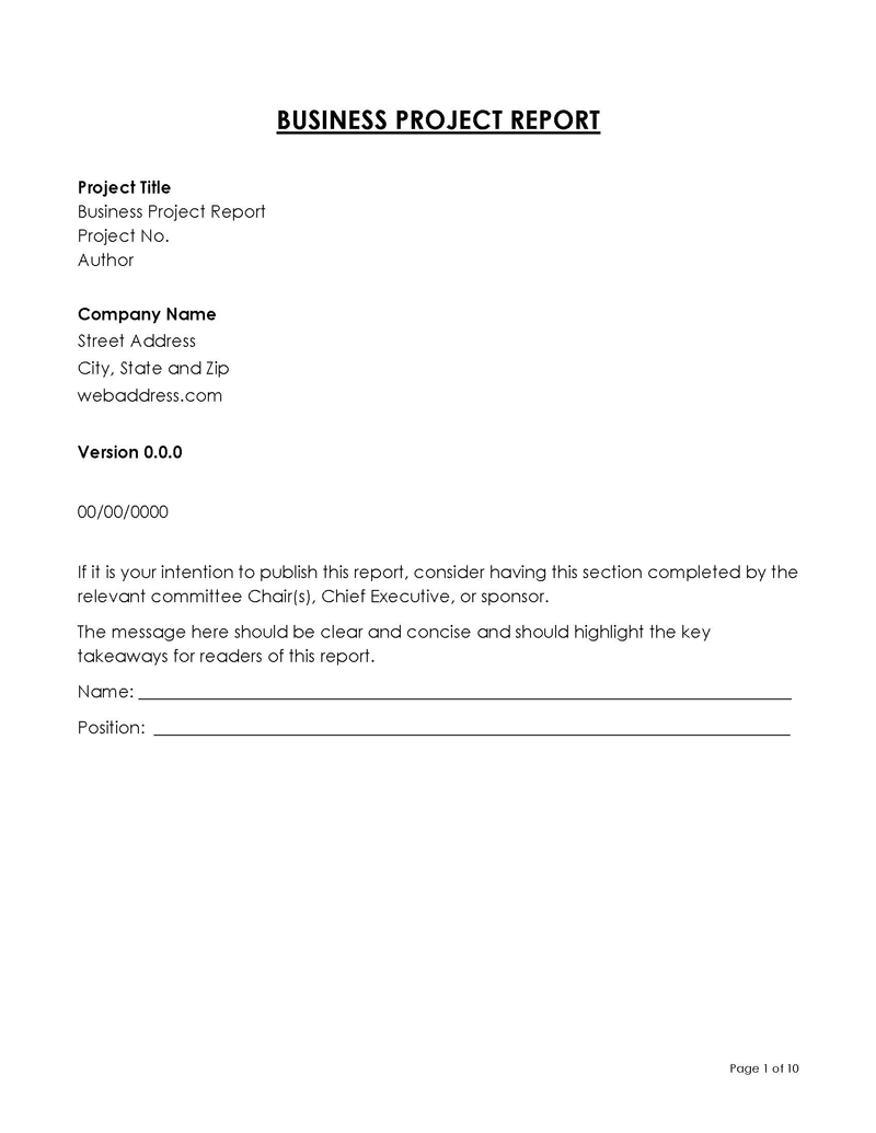 Great Downloadable Business Progress Report Template for Word Document