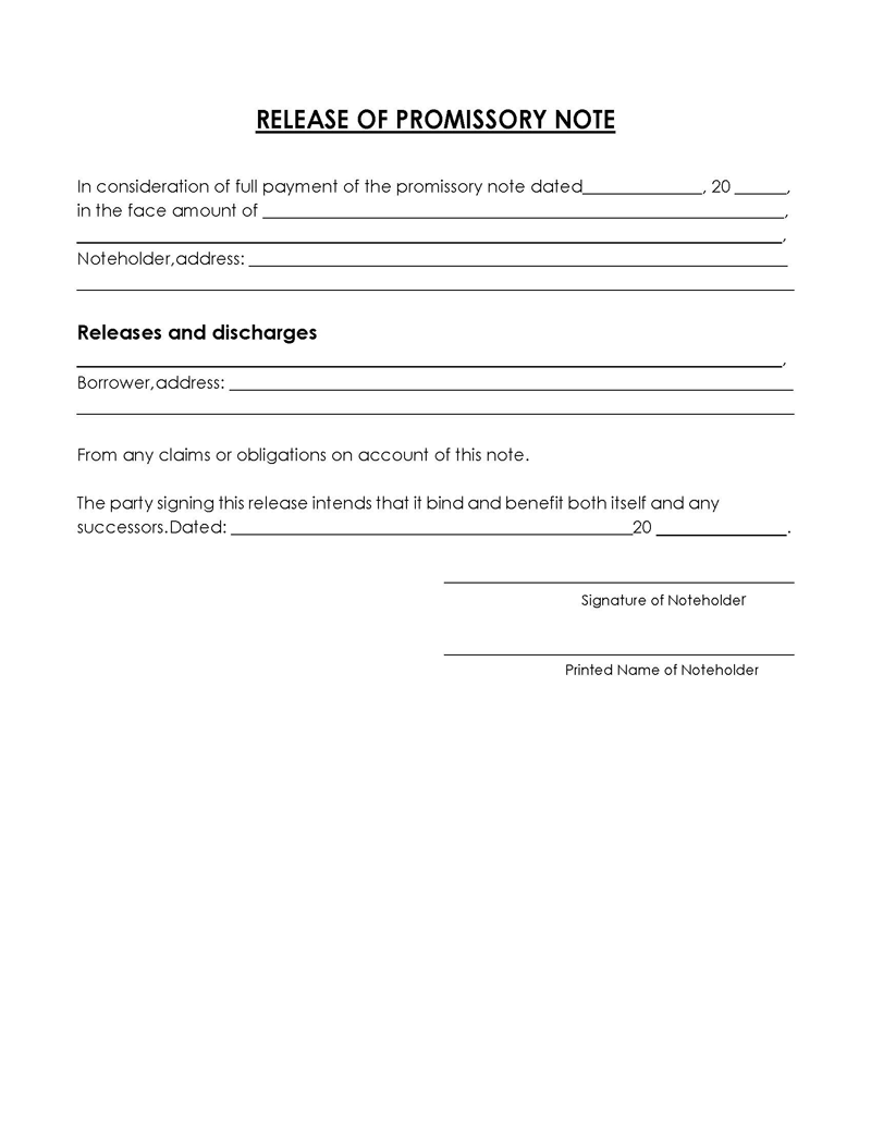 loan release form