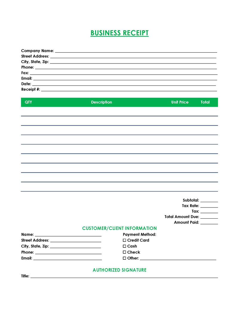 free receipt book template word