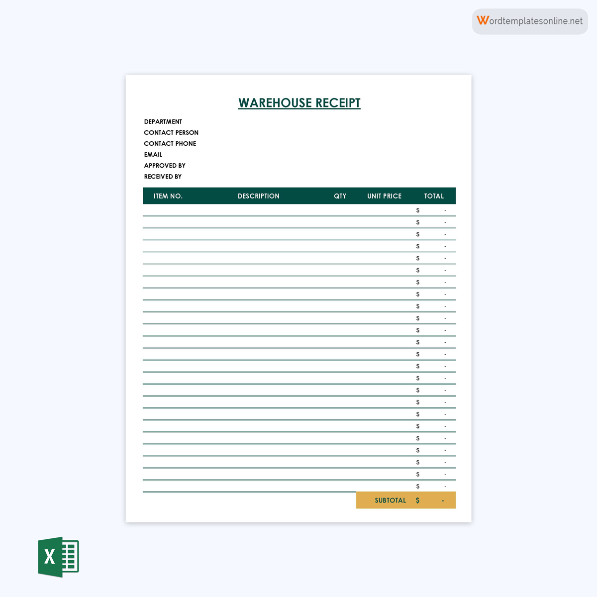 free receipt book template excel 