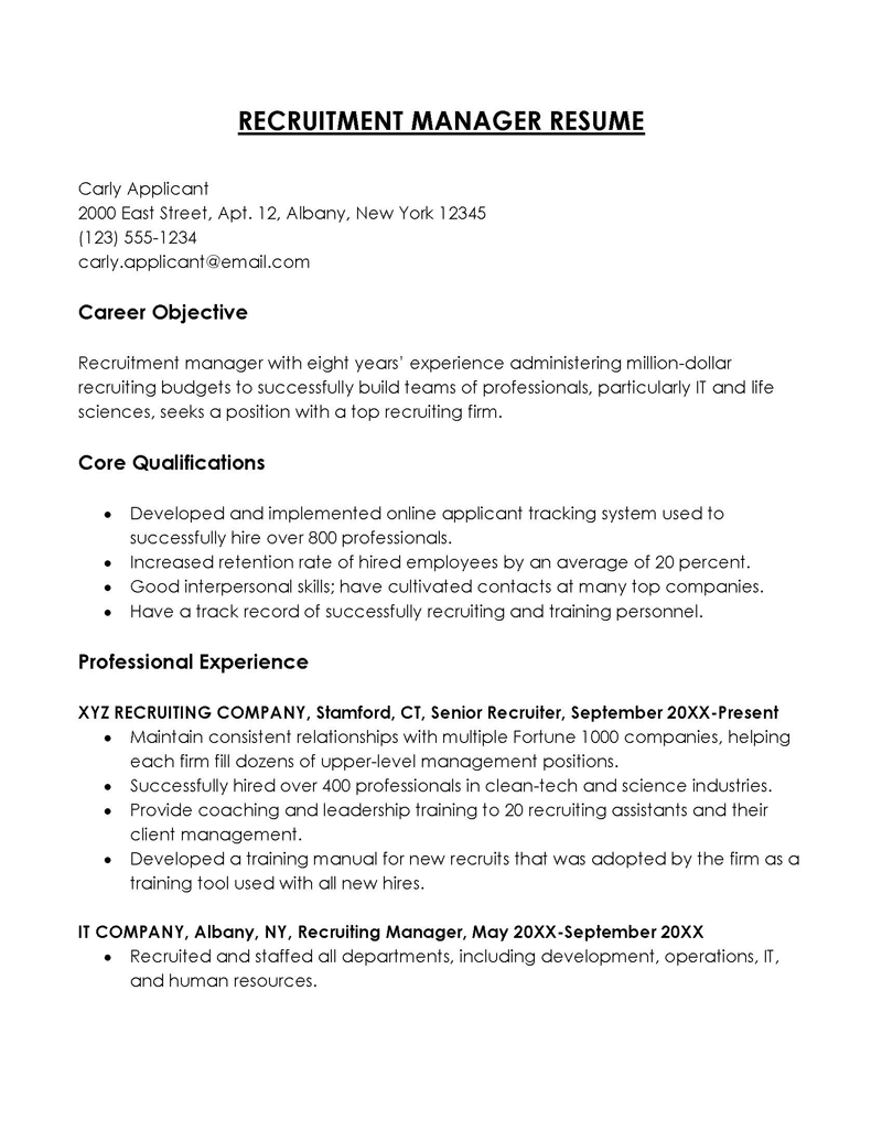 Editable Recruitment Manager Resume Template