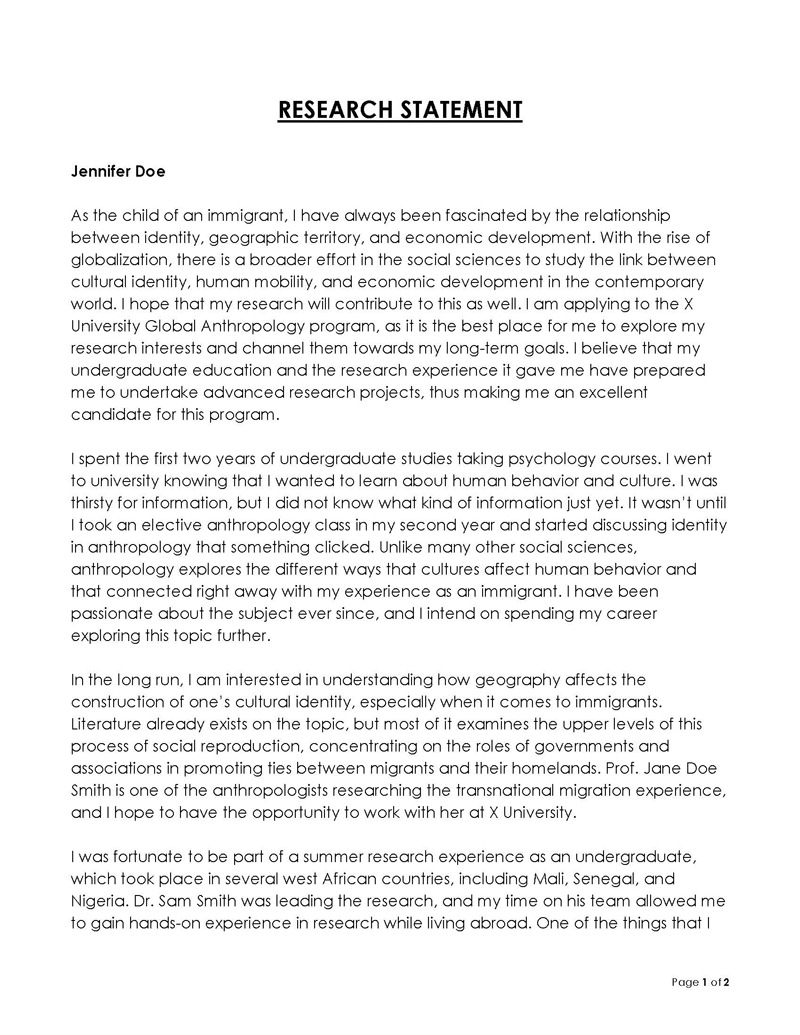 Free research statement template 01