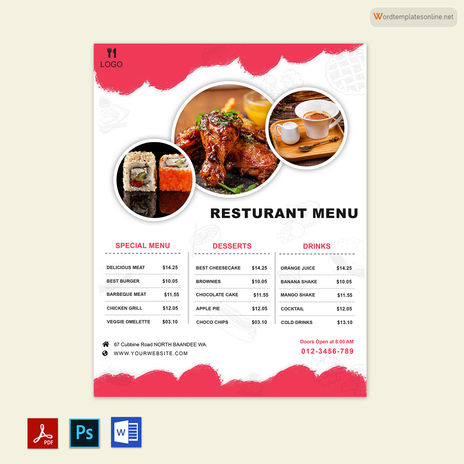  free menu templates pdf