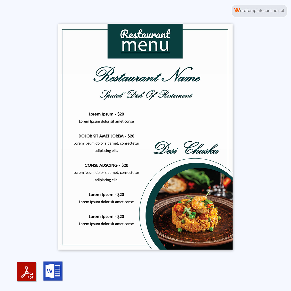 Restaurant menu free template 09