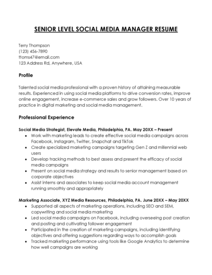 Social Media Manager Resume Examples (12 Free Templates)