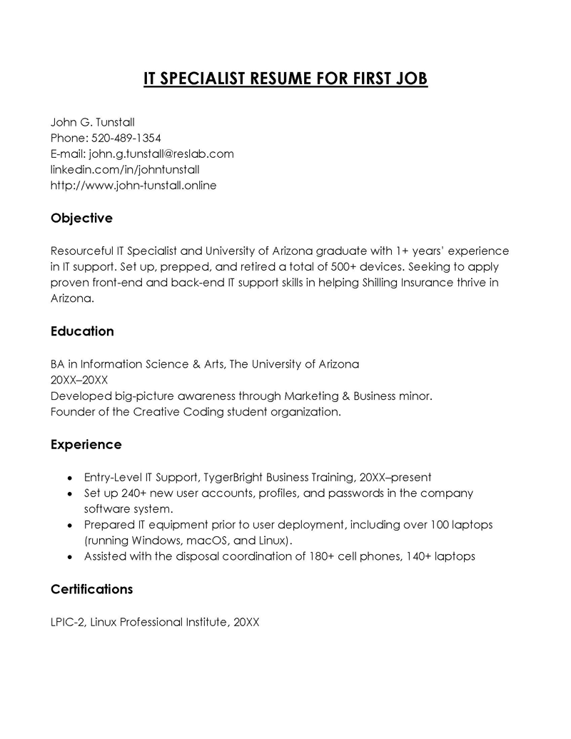 how to make a resume for first job college student