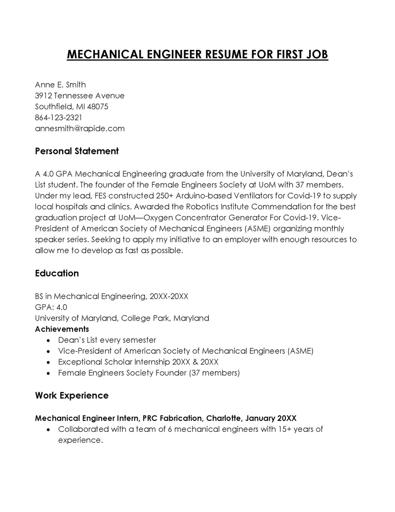 Professional Resume Template for First Job