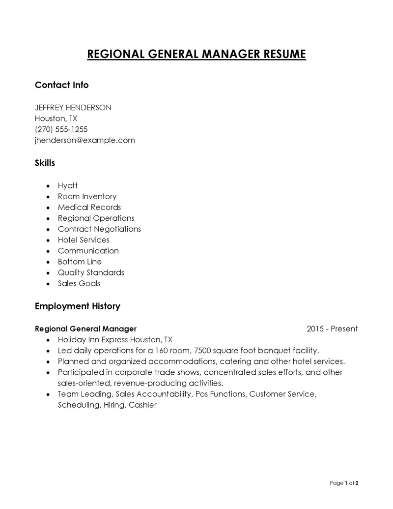general manager cv template free download