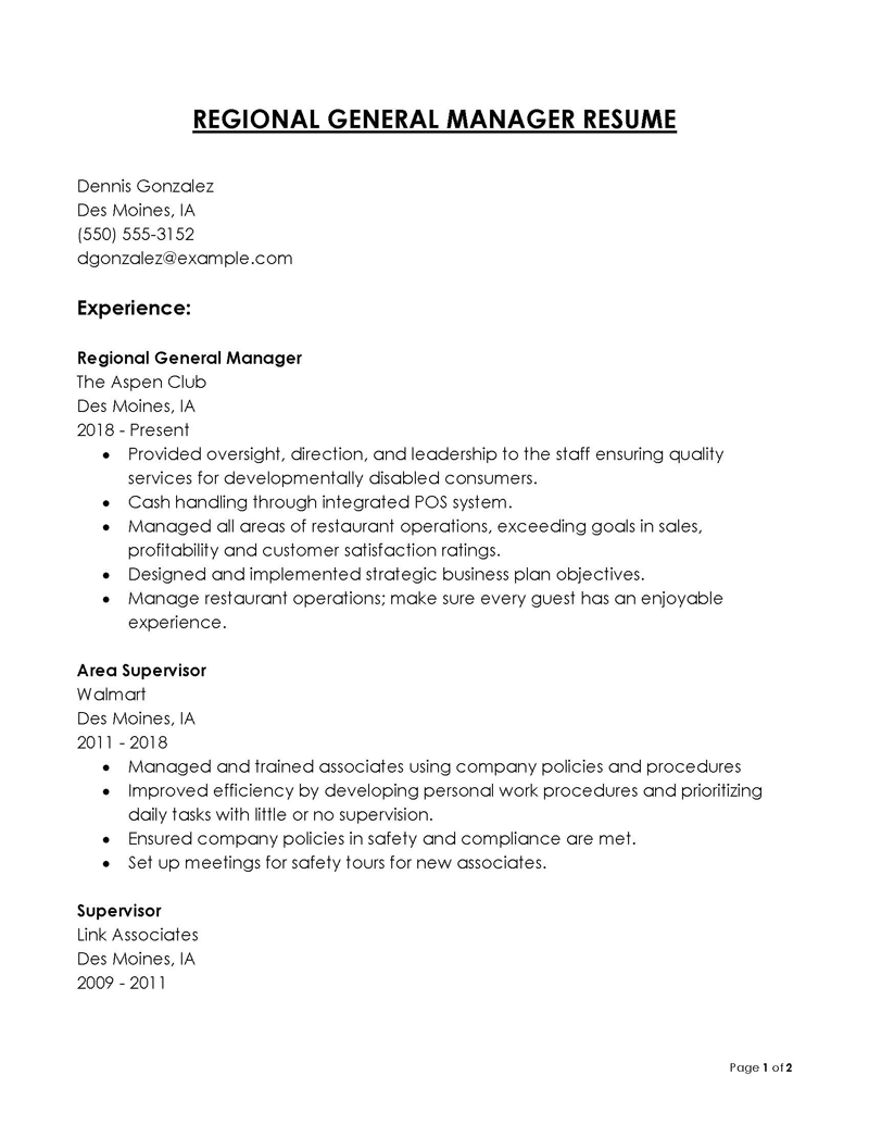 
general manager resume skills
