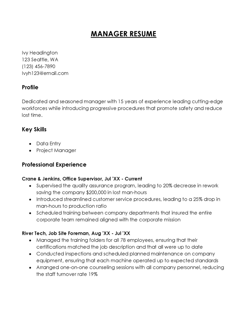Professional manager resume format 04