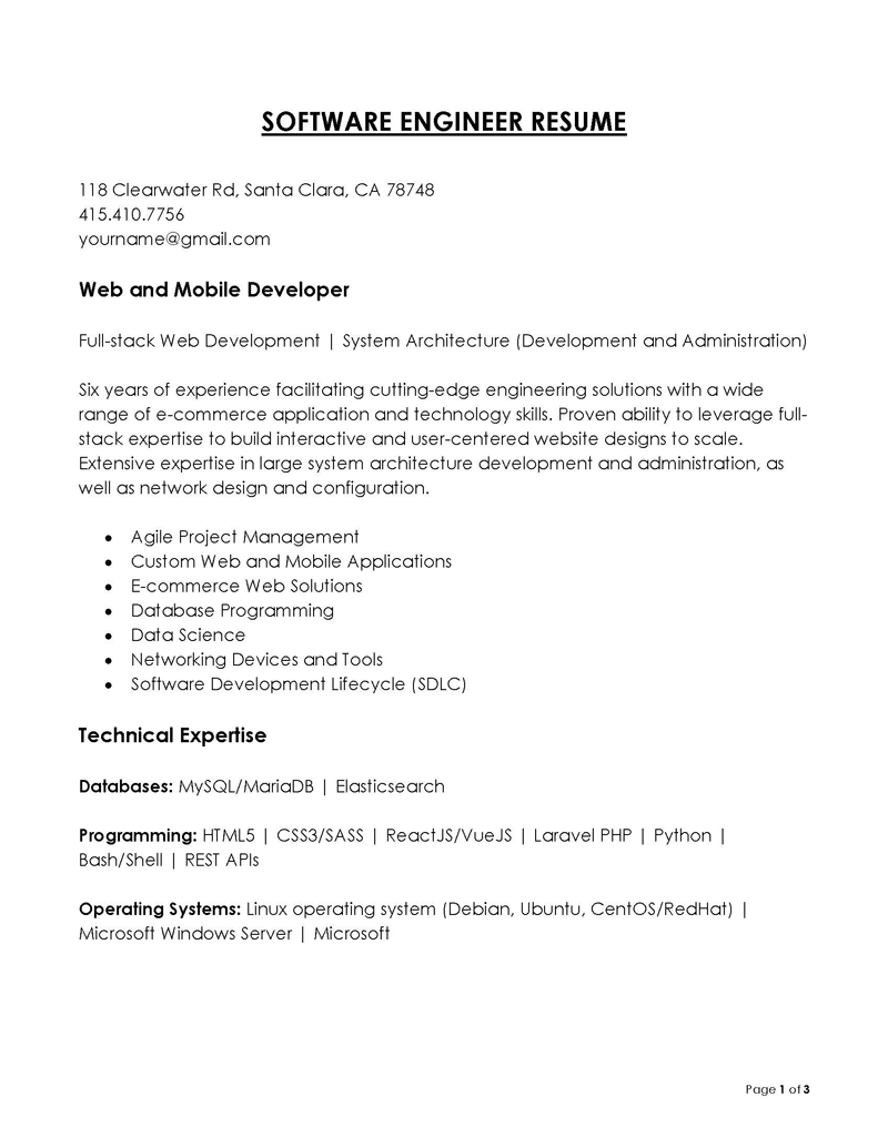 
sample resume for software engineer with 2 years experience