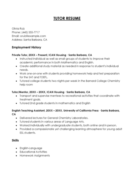 Tutor Resume Done Right (Free Templates)