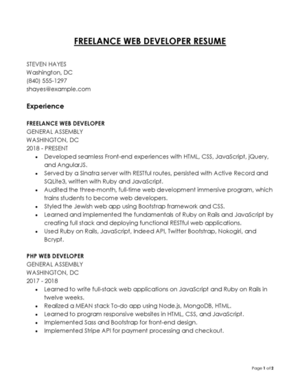 20 Free Web Developer Resume Templates (Guide + Examples)
