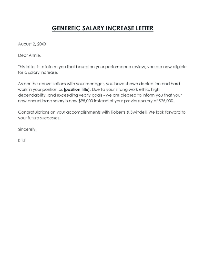 shrm salary increase letter