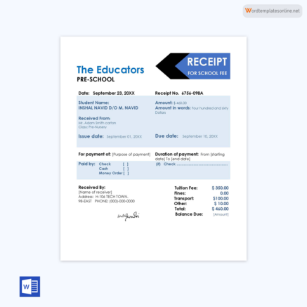 14 Free School Fee Receipt Templates (Word | PDF)
