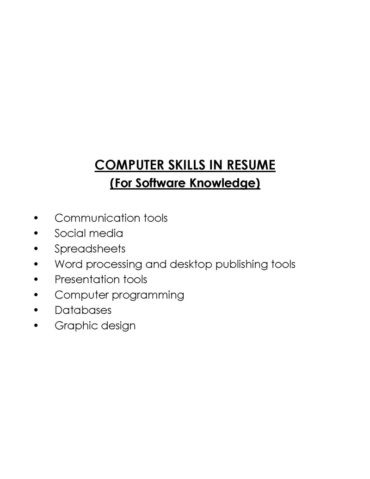 How to List Computer Skills In Your Resume - Examples