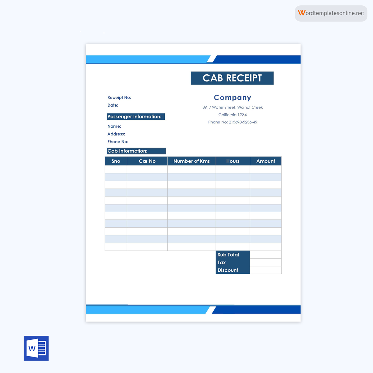 Free taxi receipt example - Download Now!