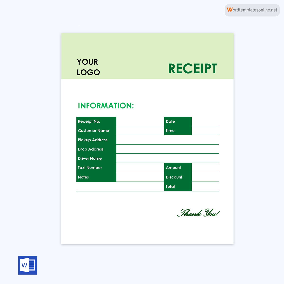 PDF cab receipt template - Free Download
