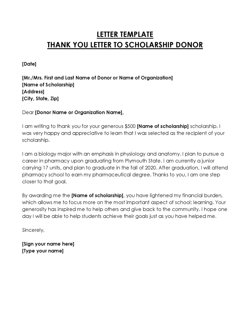 Thank you letter format for scholarship 01