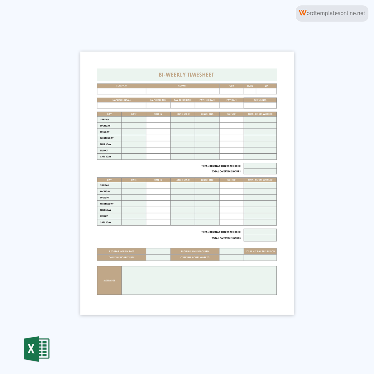 Excel Time Log Template 01