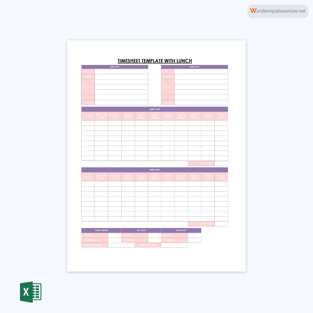 Printable Time Log Template 03 for Excel