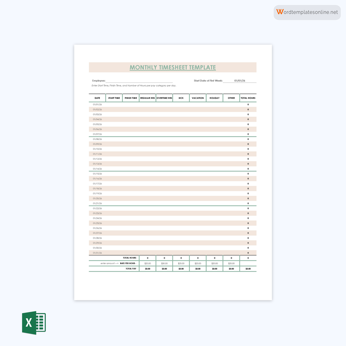 Excel Time Log Template 04