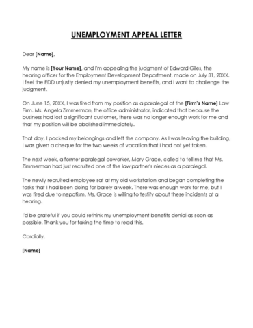 Unemployment Appeal Letter Samples (How to Write)