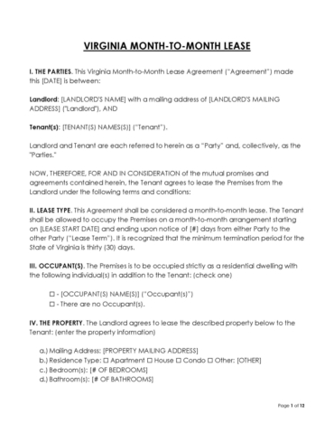 Free Virginia Lease Agreement Templates (Word, PDF)
