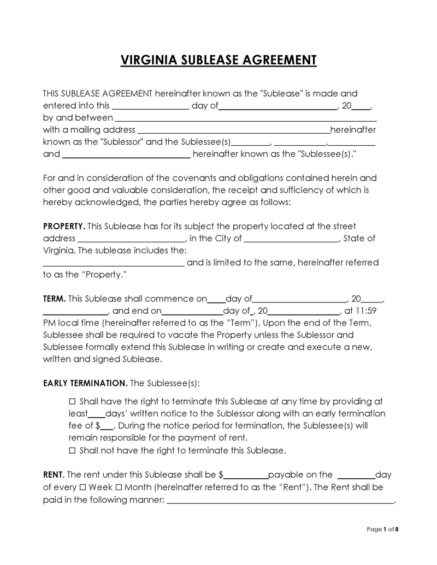Free Virginia Lease Agreement Templates (Word, PDF)