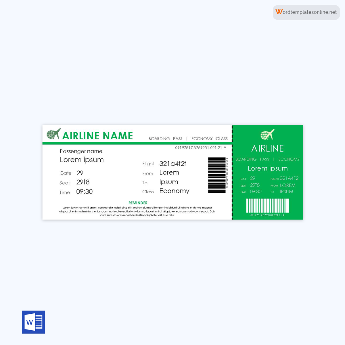Boarding Pass Template - Customizable and Printable Form
