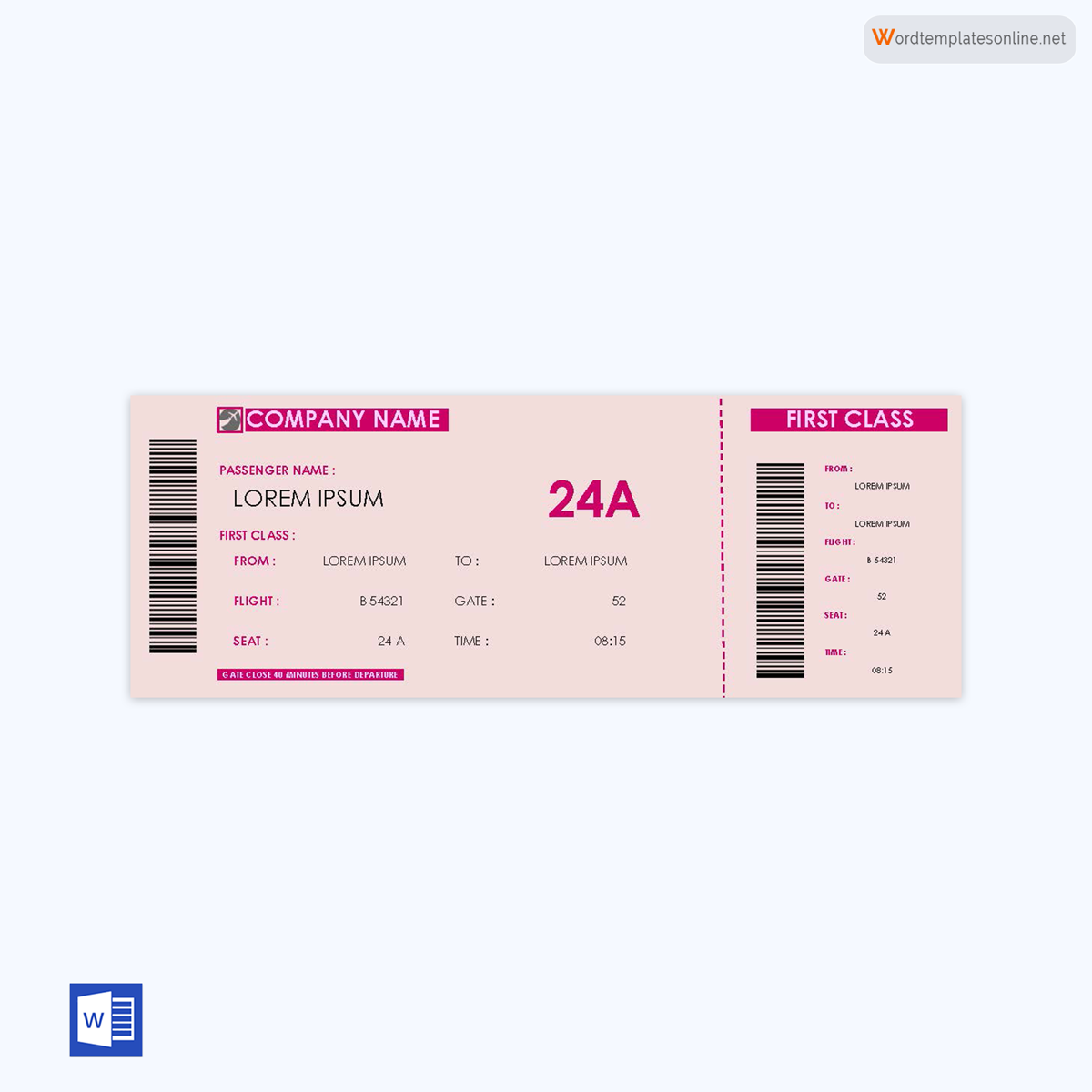 Boarding Pass Template - Printable Sample for Travel