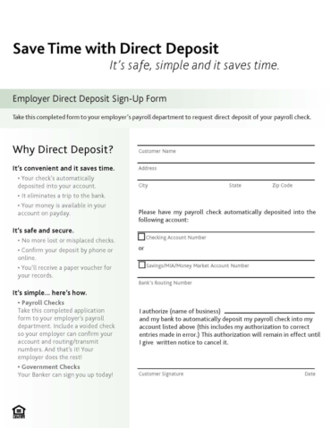 Free Direct Deposit Authorization Forms - PDF