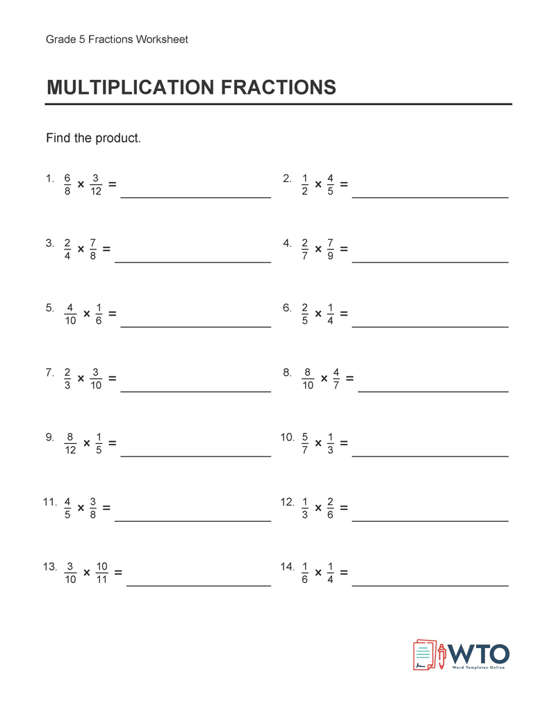 Grade Five Fraction Worksheet
