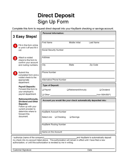 Free Direct Deposit Authorization Forms - PDF