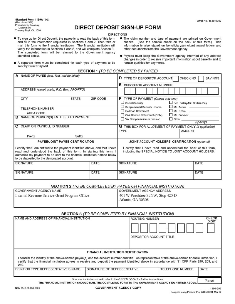 Standard (form 1199a) DDA Form Free Download