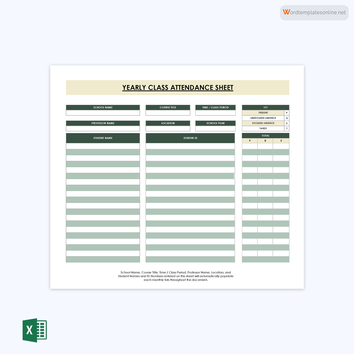 Editable attendance sheet template in Excel