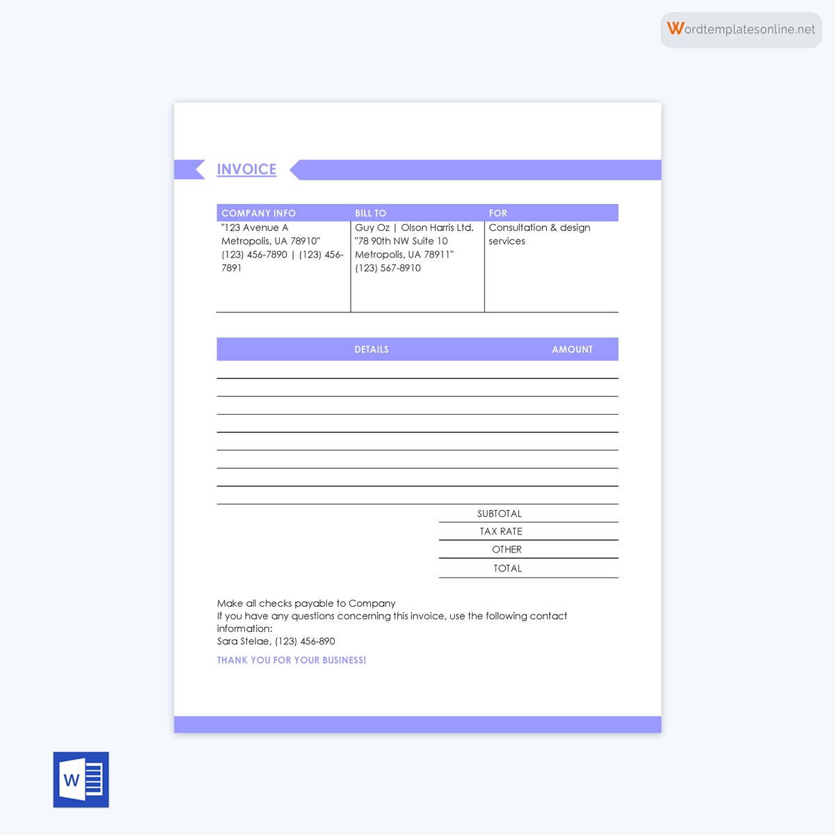 Blank invoice template Excel
