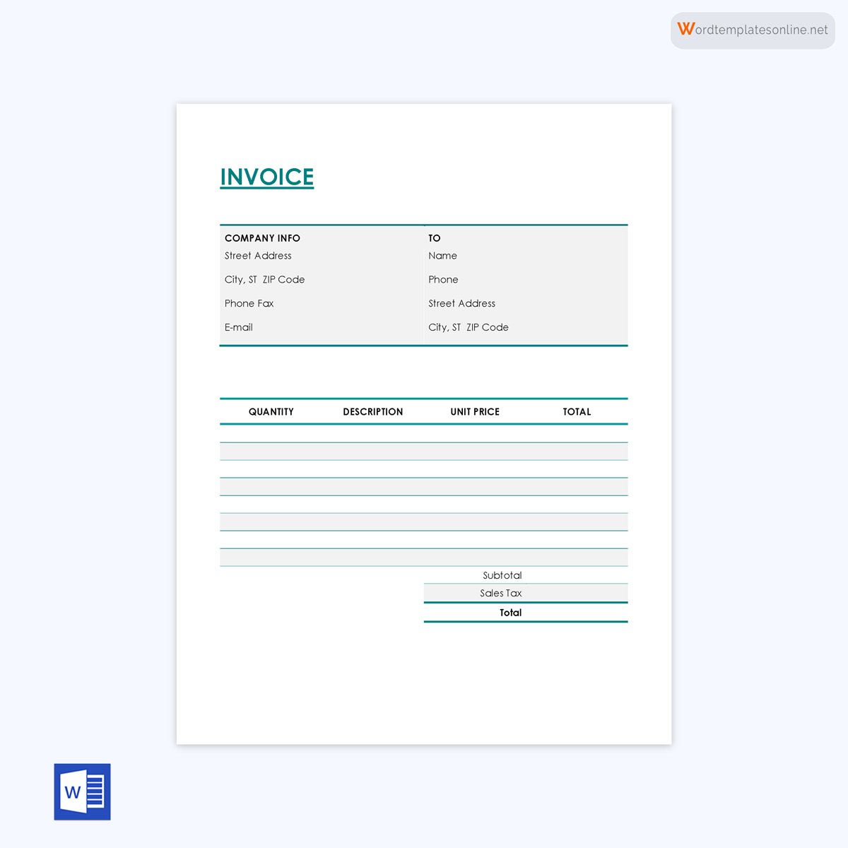 Free invoice form sample for easy customization