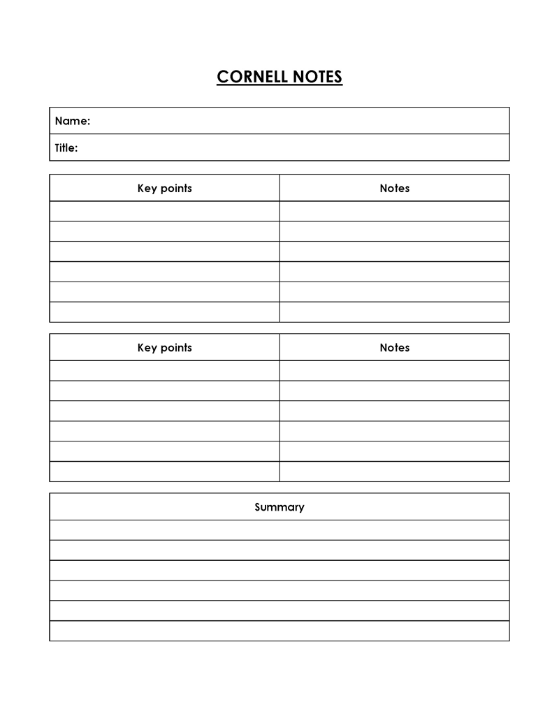 Sample Cornell Note Format