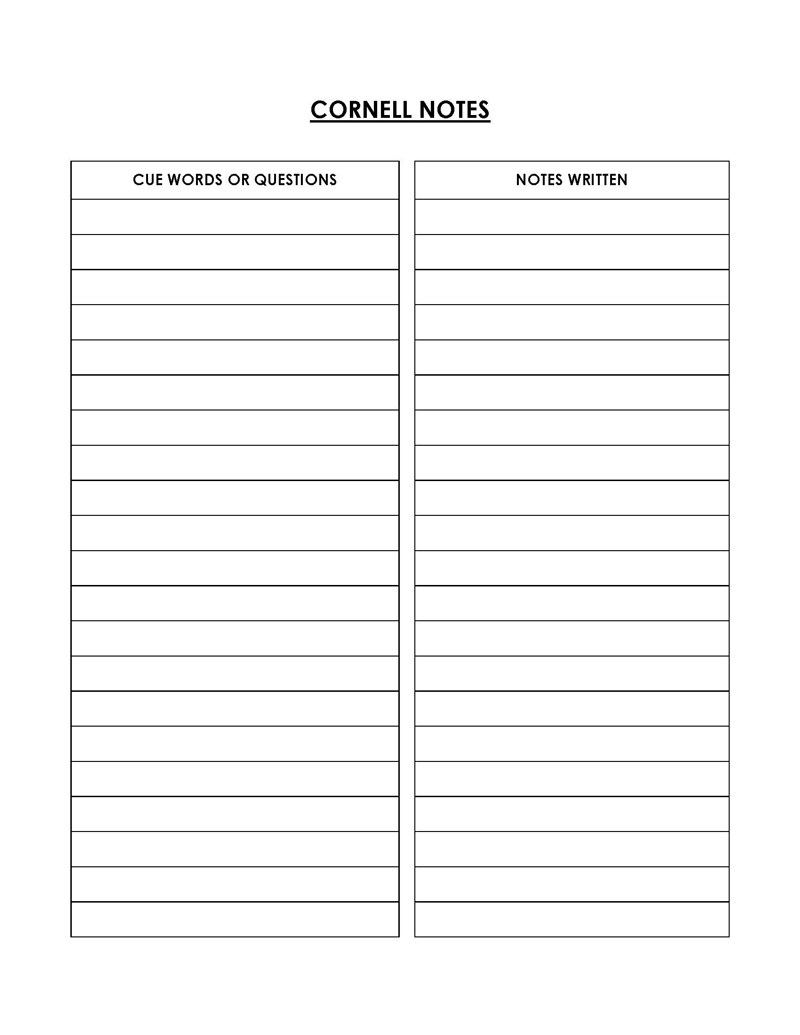  note taking template word