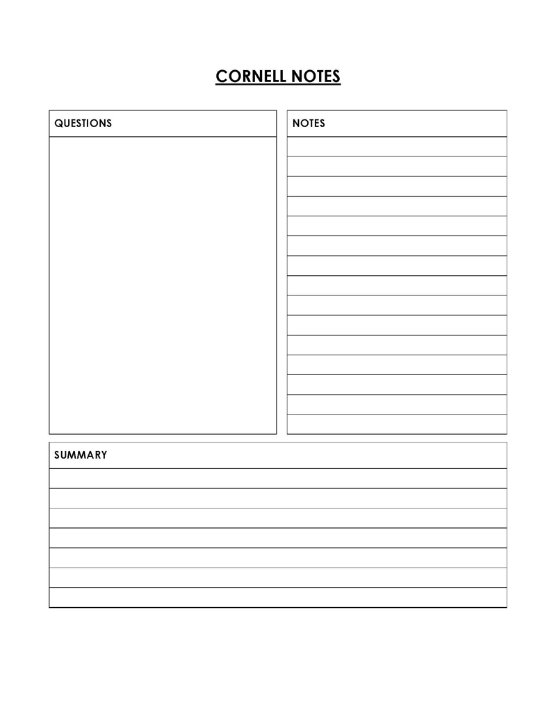 Free Cornell Note Format