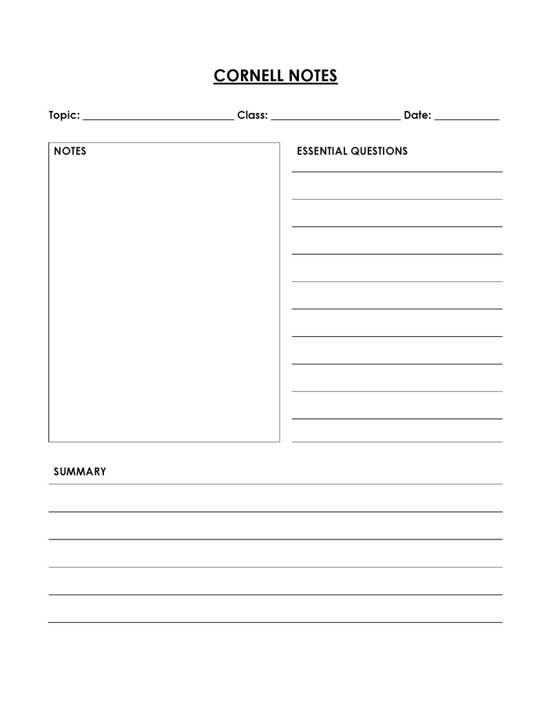  cornell notes template free download