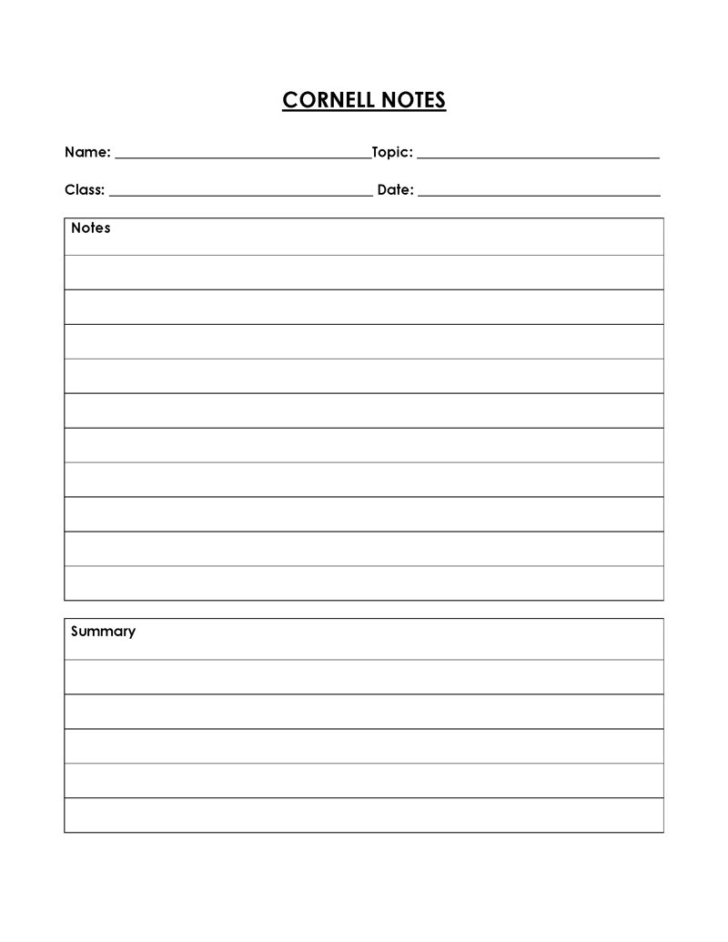 
free cornell notes template pdf