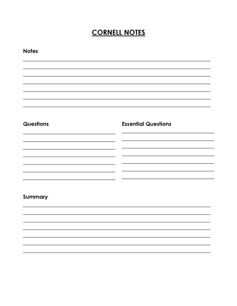
cornell notes template editable