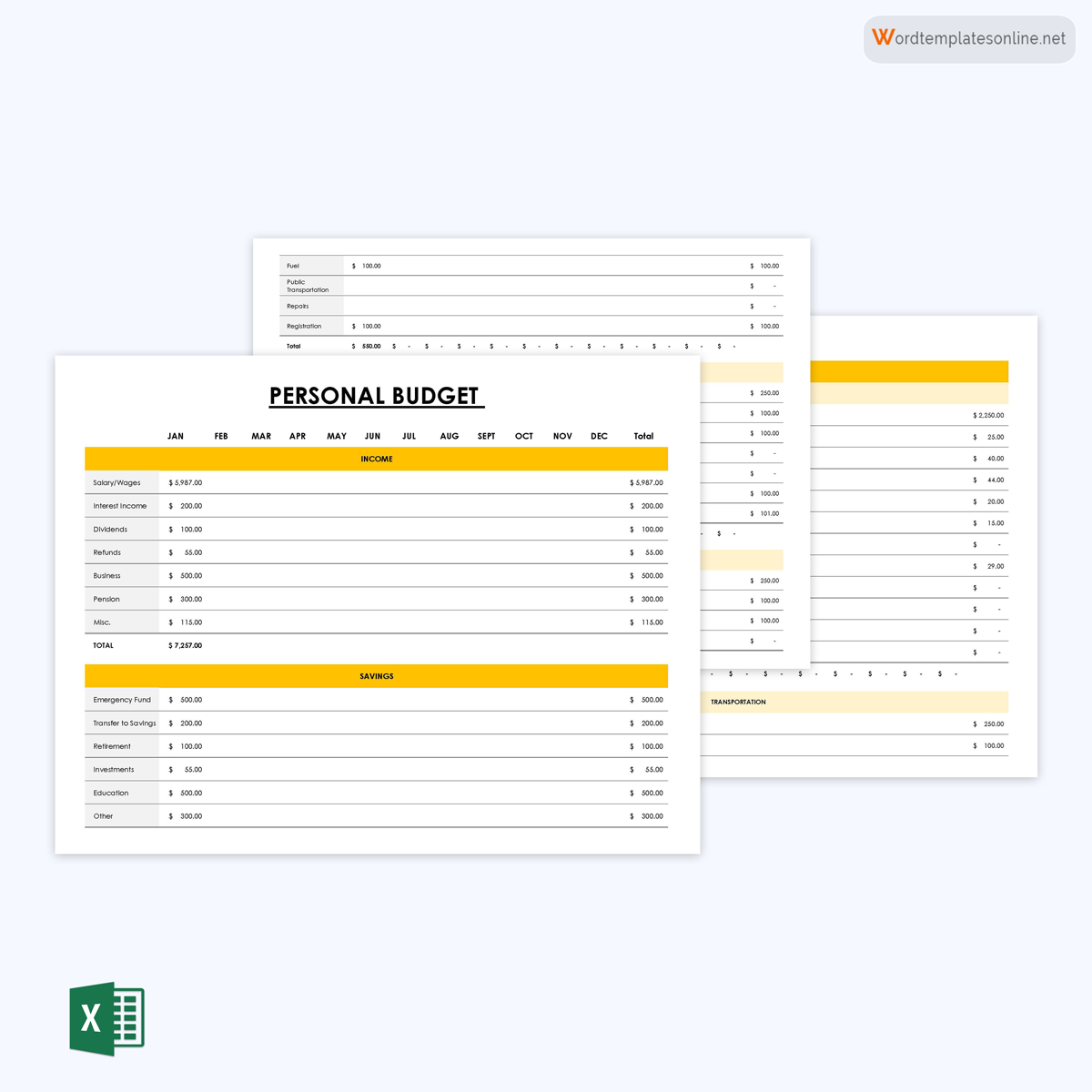 Great Professional Personal Budget Expense Report Template as Excel Sheet