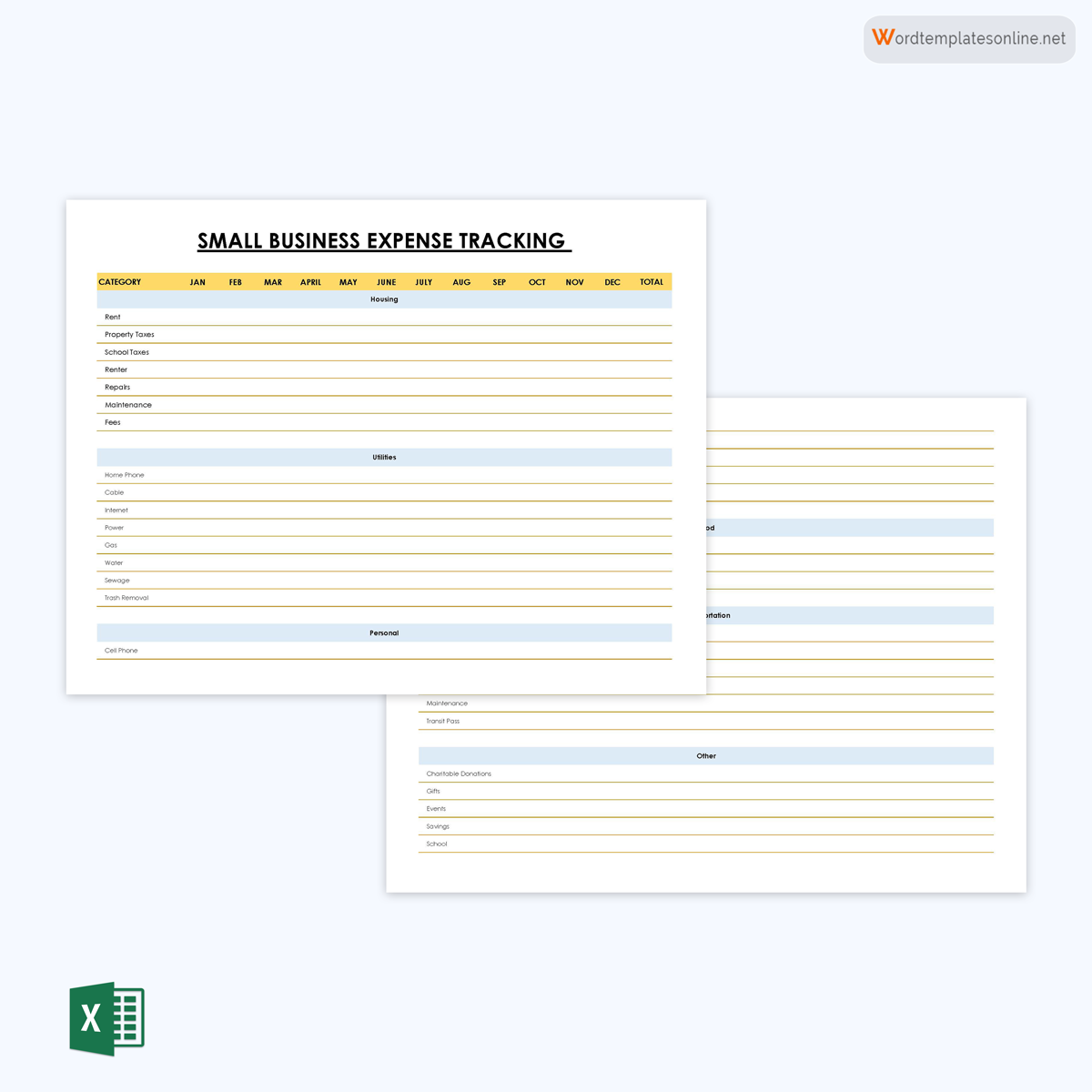 Free Printable Small Business Expense Tracking Report Template 01 as Excel Format
