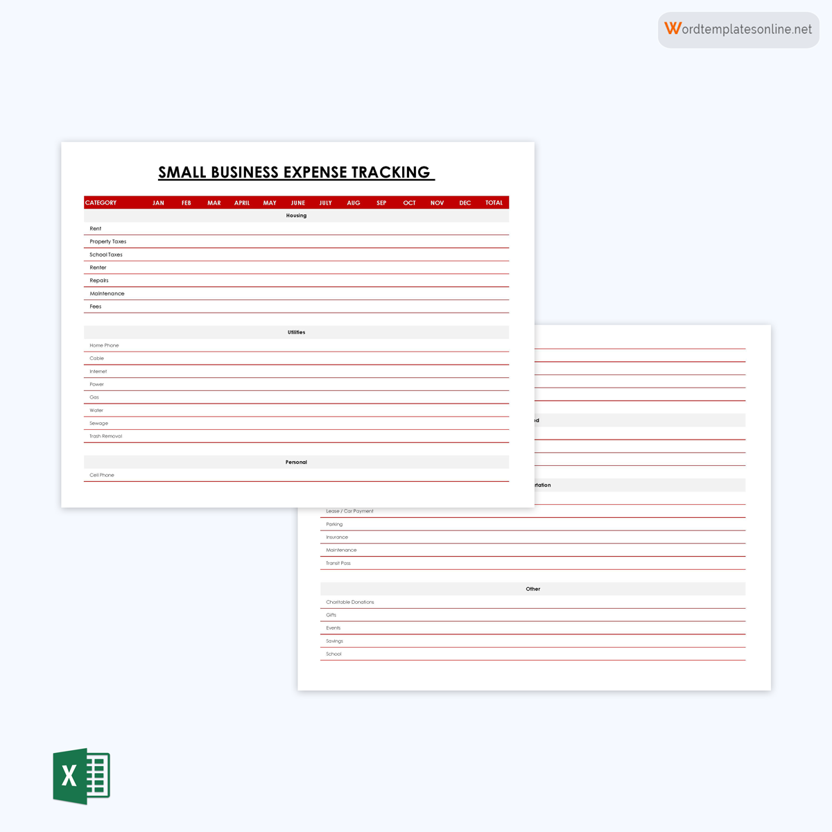 Free Printable Small Business Expense Tracking Report Template 02 as Excel Format