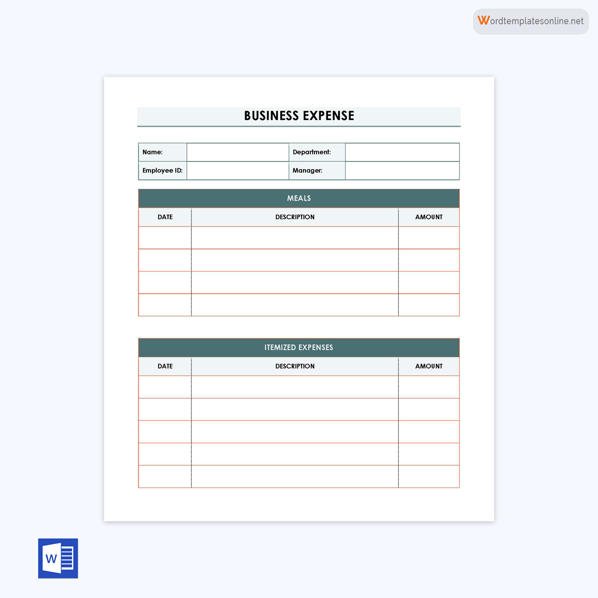 Great Editable Business Expense Report Template as Word File
