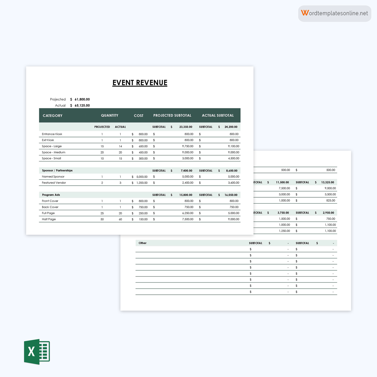 Great Professional Event Budget Expense Report Template as Excel Sheet