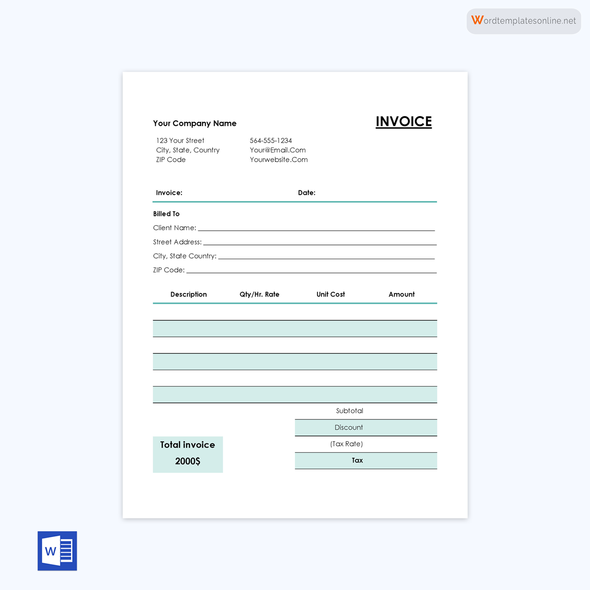 
hourly invoice template free